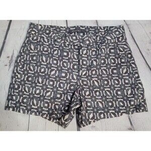 Level 99 Women's Kaleidoscope Print Shorts Size 27 Linen Blend Casual Dark Gray